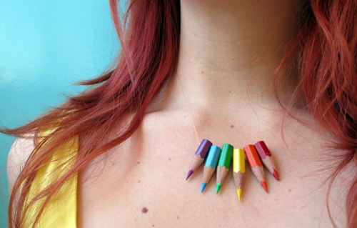 Not really a school supply, but a really fun DIY idea! a necklace made of colorful pencils. Via
