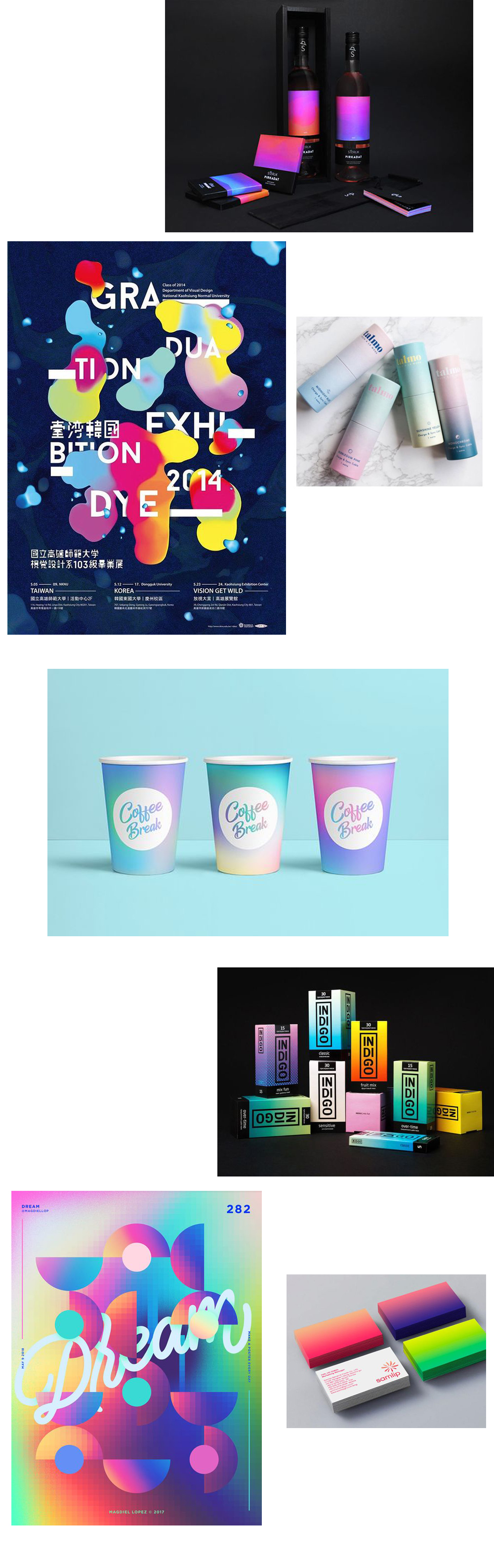 gradient trend in paper, branding and packaging