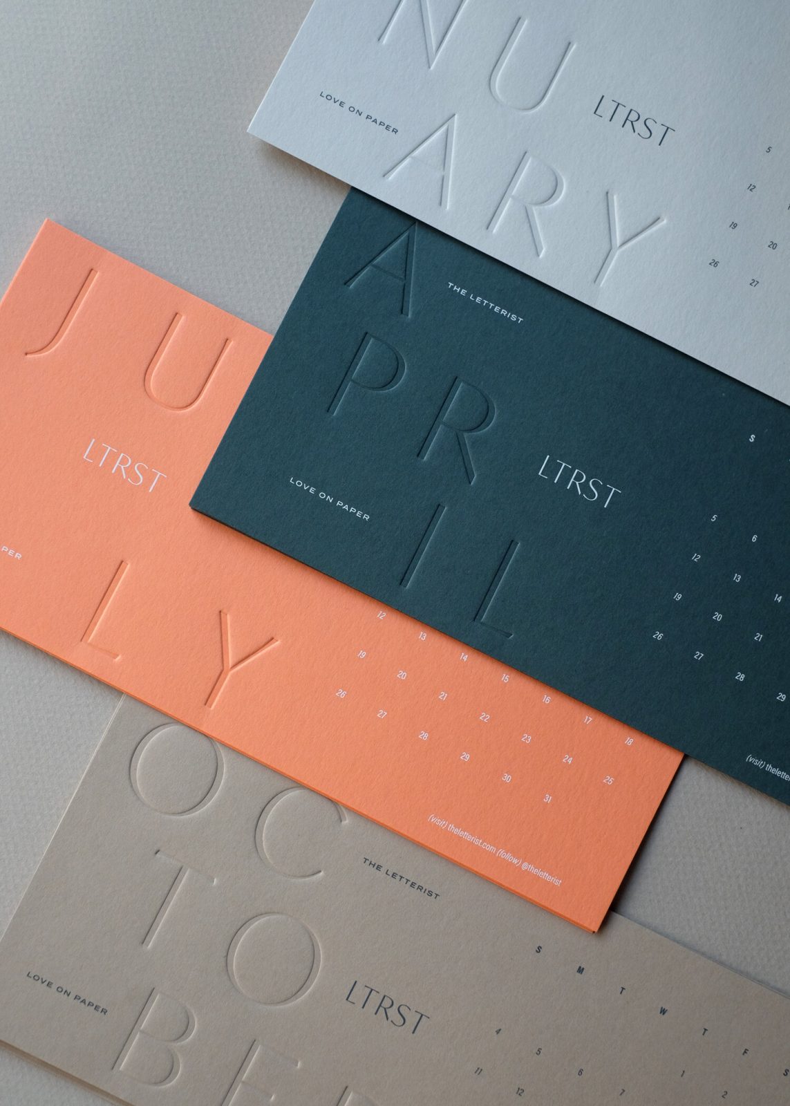 Love is Paper 2020 Letterpressed Calendar by the The Letterist