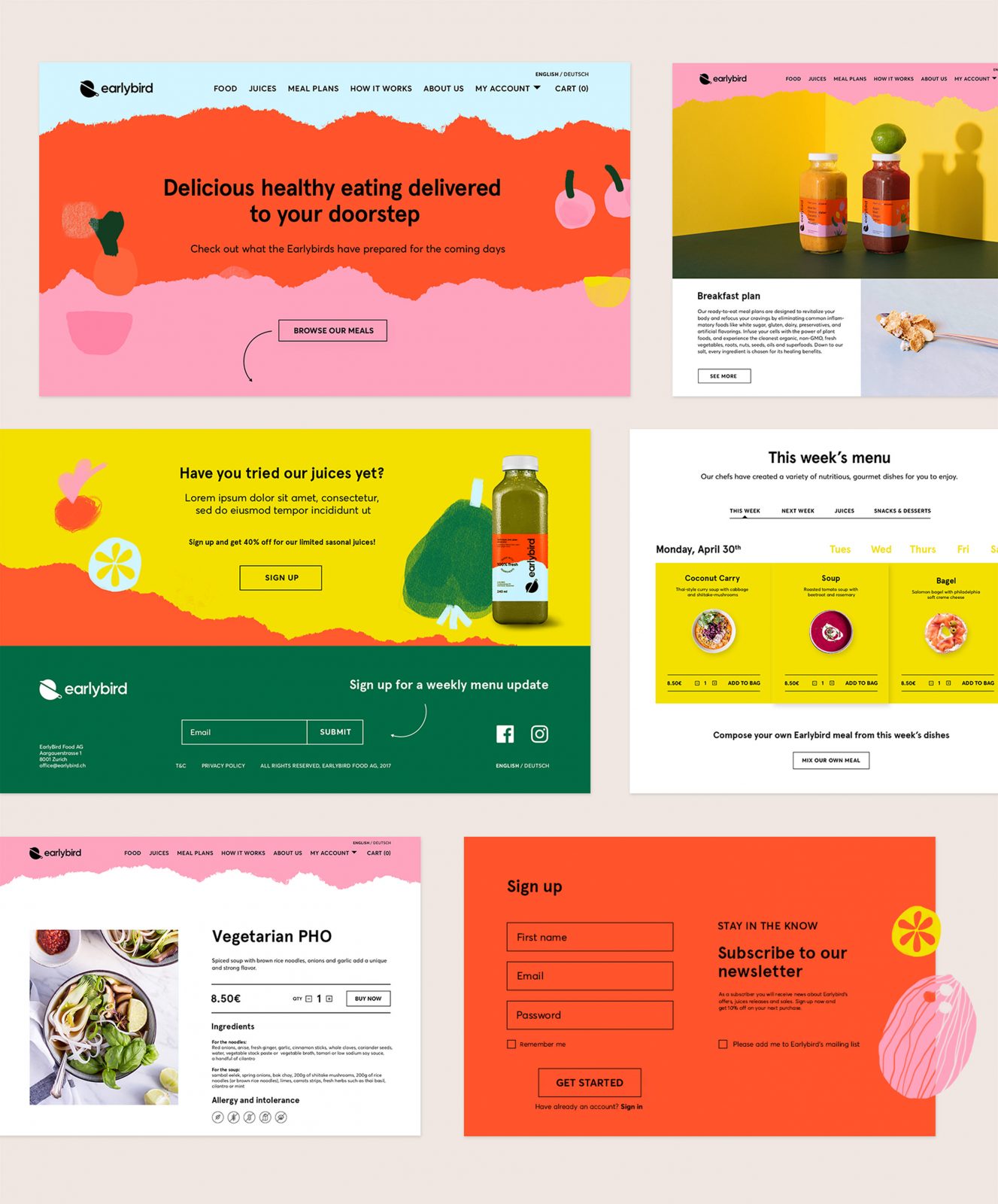 Fresh & Fun Earlybird Food Delivery Identity and Packaging by NECON