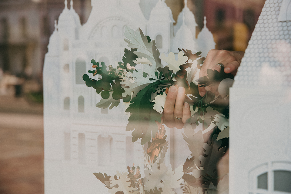 Edinas Paper Winter Wonderland Window Display for a Jewelry Showroom in Kosice