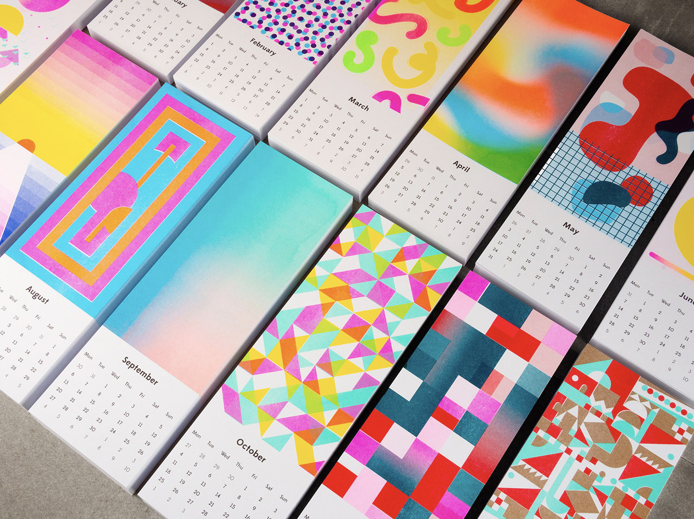 Risograph Wall Calendar by Superkolor in All the Colors of the Rainbow