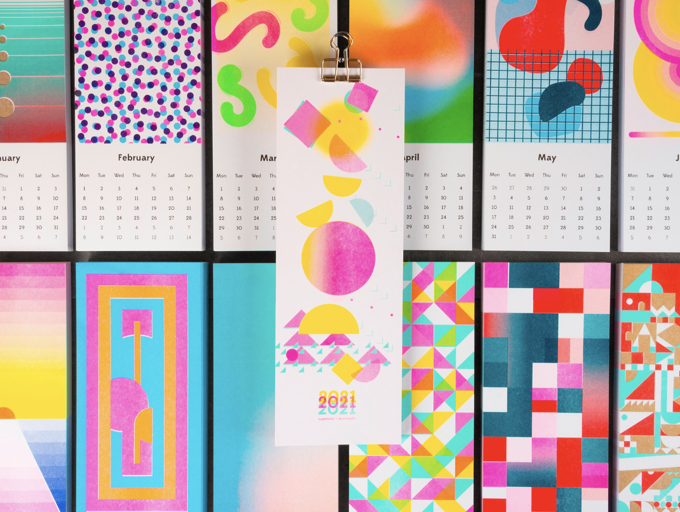 Risograph Wall Calendar by Superkolor in All the Colors of the Rainbow