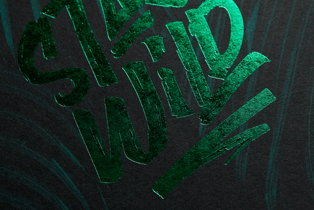 Green Hot Foil printing on Colour Style FRESH Forrest Green